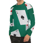 Falling Poker Cards Print Men's Long Sleeve Rash Guard