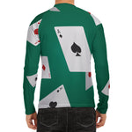 Falling Poker Cards Print Men's Long Sleeve Rash Guard