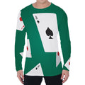 Falling Poker Cards Print Men's Long Sleeve T-Shirt