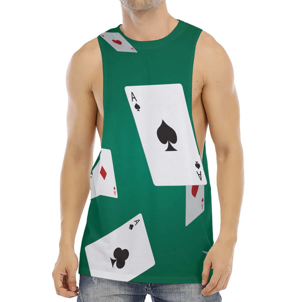 Falling Poker Cards Print Men's Muscle Tank Top