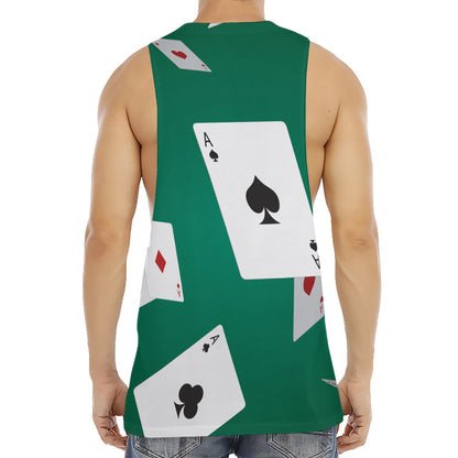 Falling Poker Cards Print Men's Muscle Tank Top