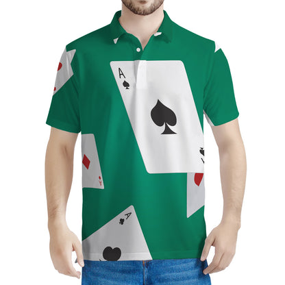 Falling Poker Cards Print Men's Polo Shirt