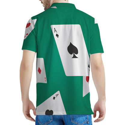 Falling Poker Cards Print Men's Polo Shirt