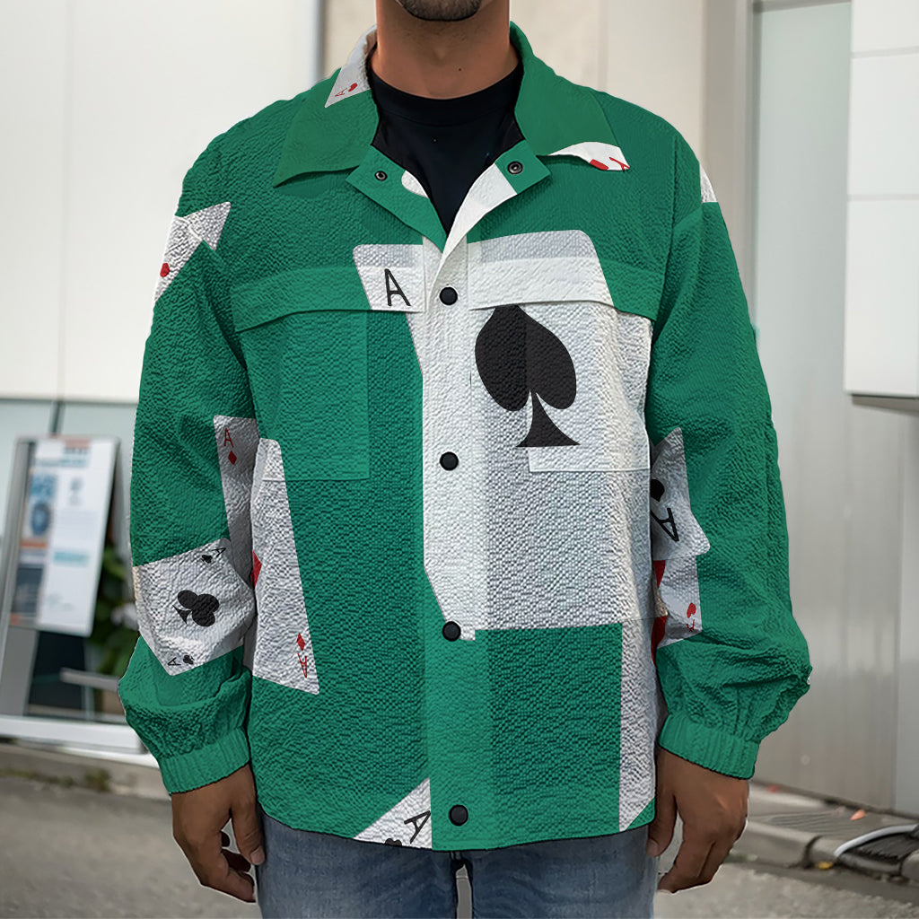 Falling Poker Cards Print Men's Shirt Jacket