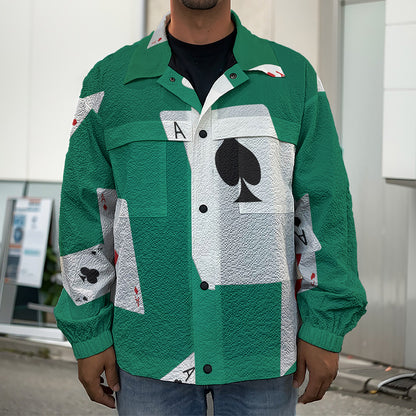 Falling Poker Cards Print Men's Shirt Jacket