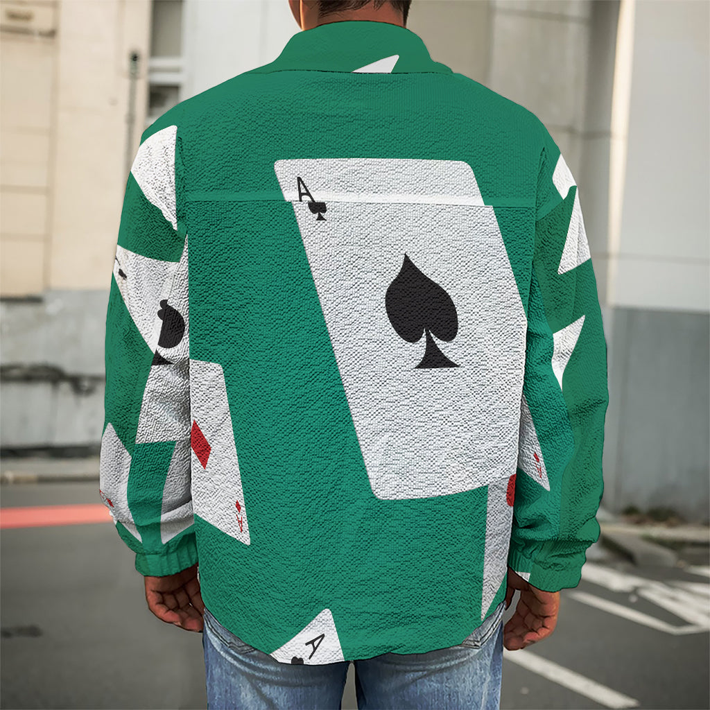Falling Poker Cards Print Men's Shirt Jacket