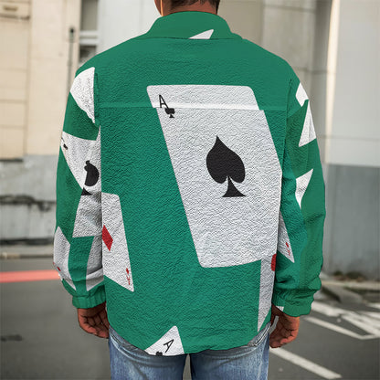 Falling Poker Cards Print Men's Shirt Jacket