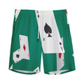 Falling Poker Cards Print Men's Athletic Shorts