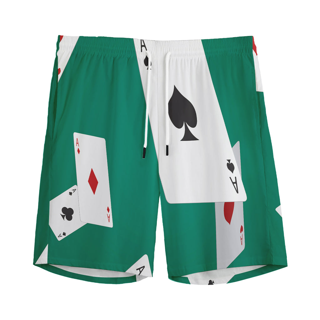 Falling Poker Cards Print Men's Sports Shorts