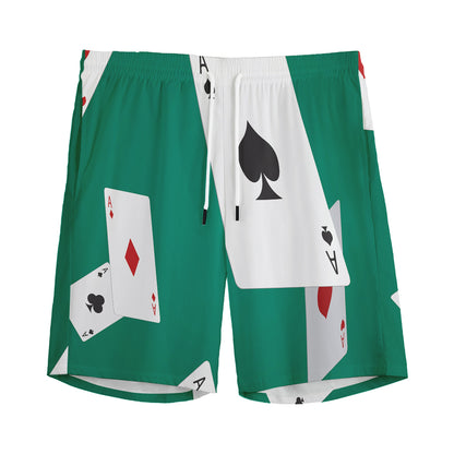 Falling Poker Cards Print Men's Sports Shorts
