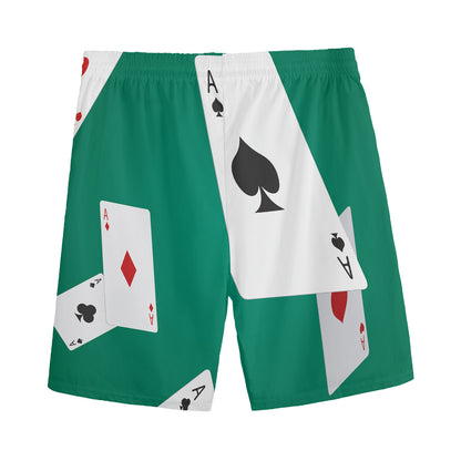 Falling Poker Cards Print Men's Sports Shorts