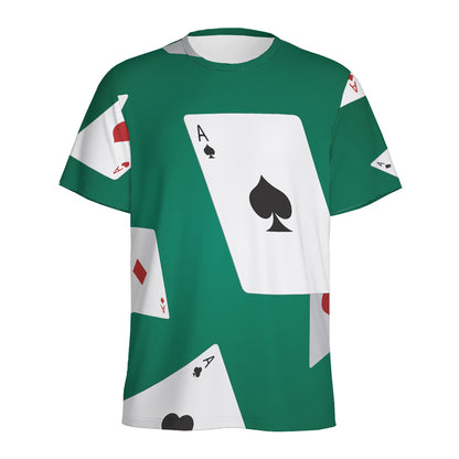 Falling Poker Cards Print Men's Sports T-Shirt