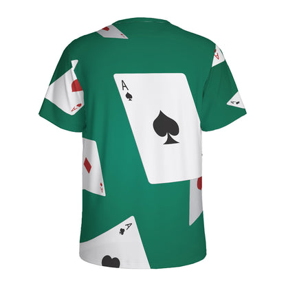 Falling Poker Cards Print Men's Sports T-Shirt