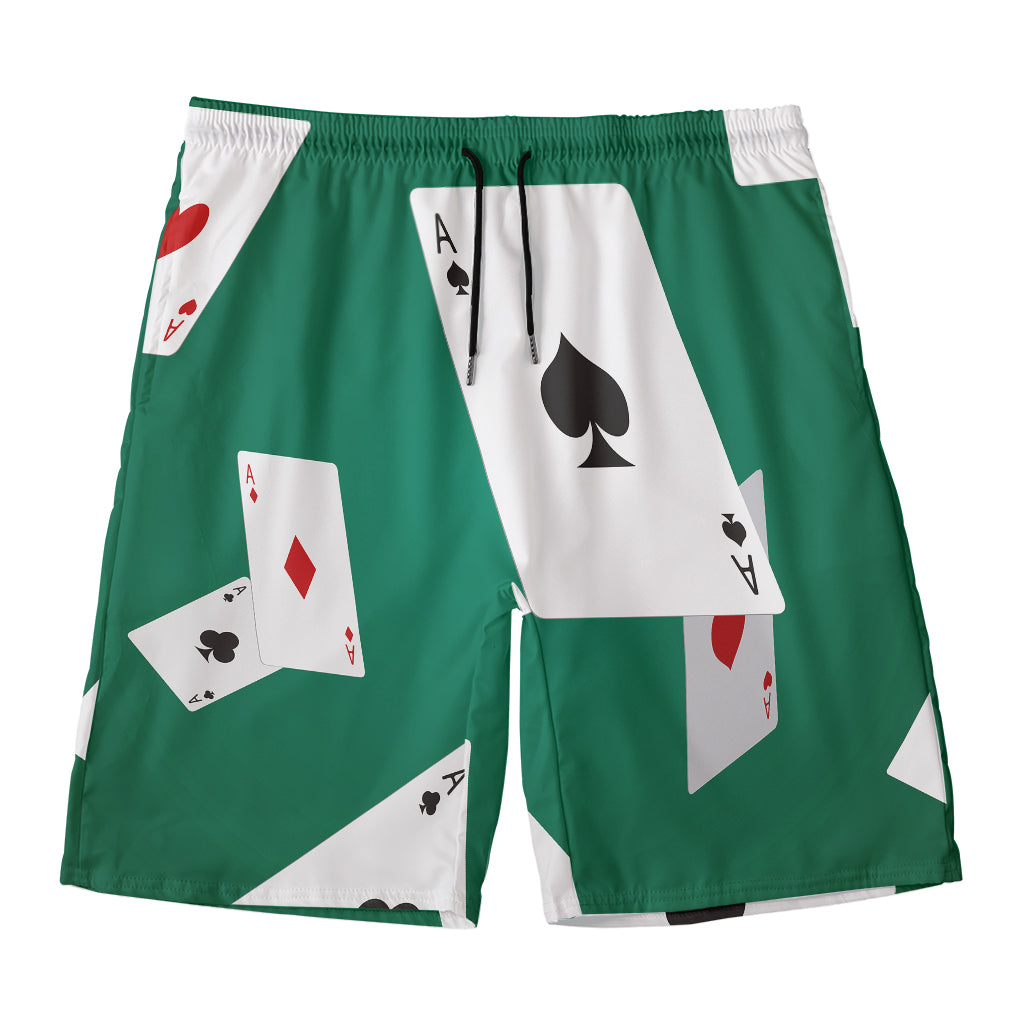 Falling Poker Cards Print Men's Swim Trunks