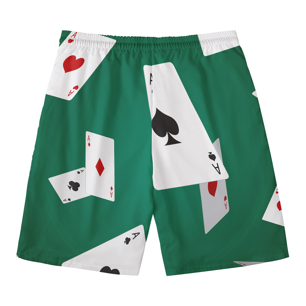 Falling Poker Cards Print Men's Swim Trunks