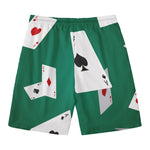Falling Poker Cards Print Men's Swim Trunks