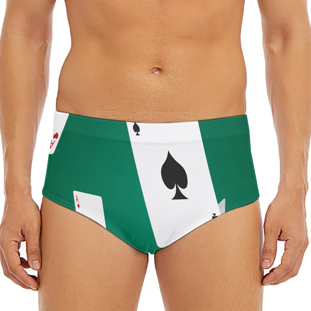 Falling Poker Cards Print Men's Triangle Swim Briefs