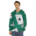 Falling Poker Cards Print Men's Velvet Pullover Hoodie