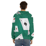 Falling Poker Cards Print Men's Velvet Pullover Hoodie