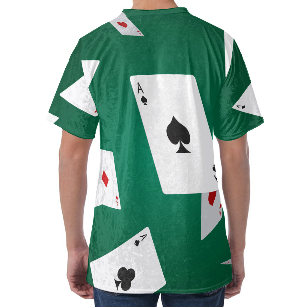 Falling Poker Cards Print Men's Velvet T-Shirt