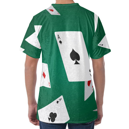 Falling Poker Cards Print Men's Velvet T-Shirt