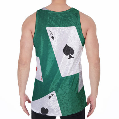 Falling Poker Cards Print Men's Velvet Tank Top