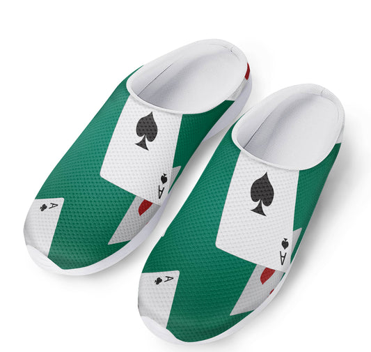 Falling Poker Cards Print Mesh Casual Shoes