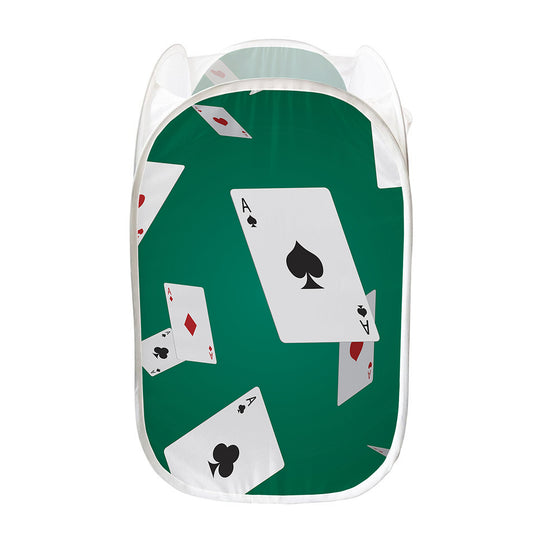 Falling Poker Cards Print Mesh Laundry Hamper