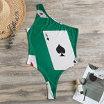 Falling Poker Cards Print One Shoulder Bodysuit
