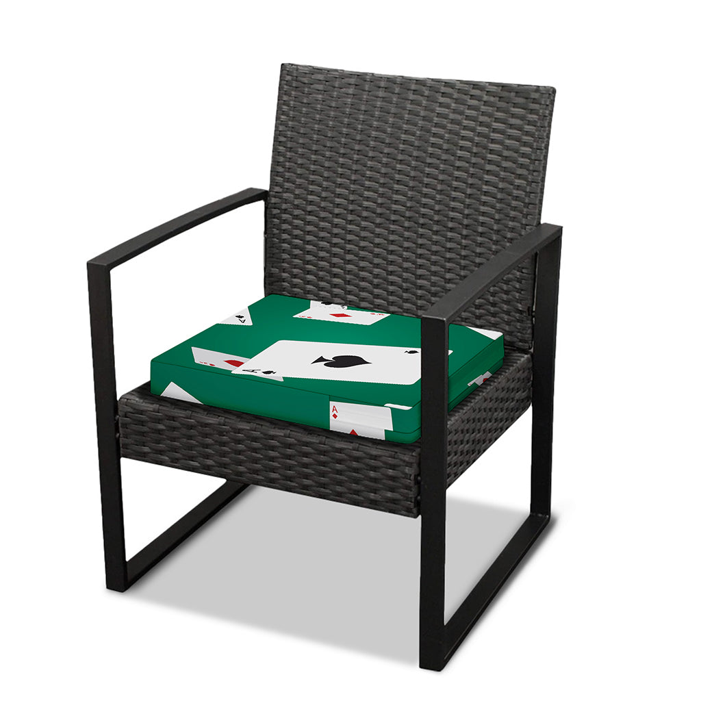 Falling Poker Cards Print Outdoor Seat Cushion Cover