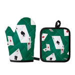 Falling Poker Cards Print Oven Mitt And Pot Holder Set