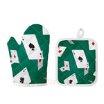 Falling Poker Cards Print Oven Mitt And Pot Holder Set