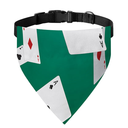 Falling Poker Cards Print Over The Collar Dog Bandana