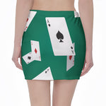 Falling Poker Cards Print Pencil Mini Skirt