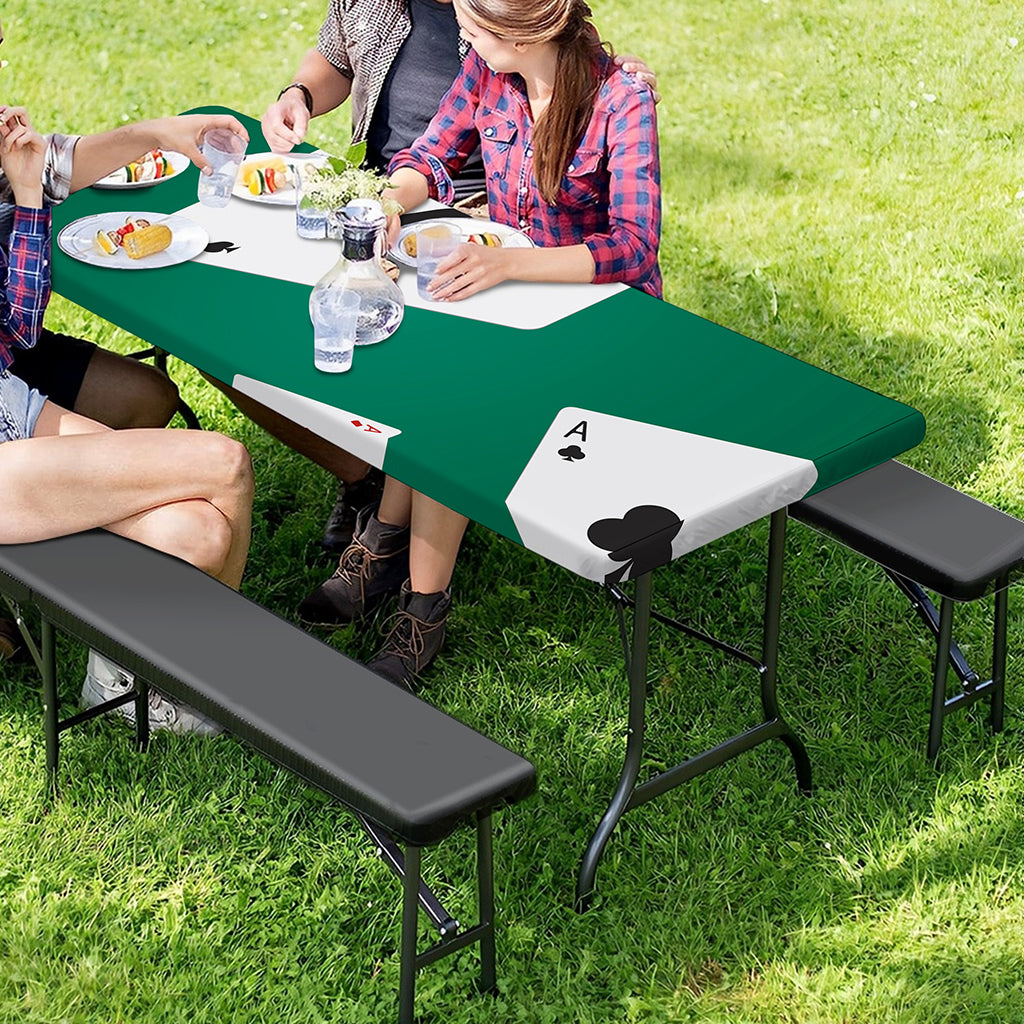 Falling Poker Cards Print Picnic Table Cover
