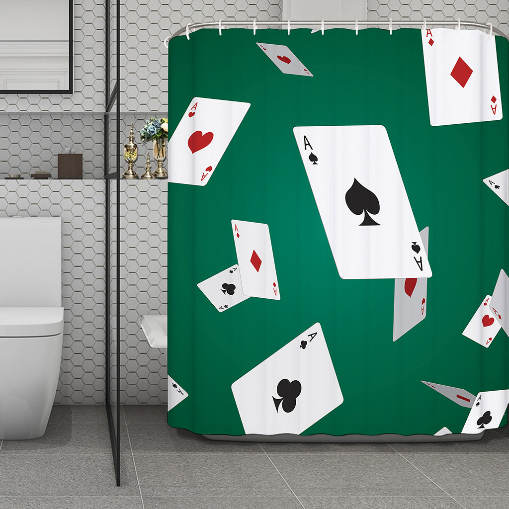 Falling Poker Cards Print Polyester Shower Curtain