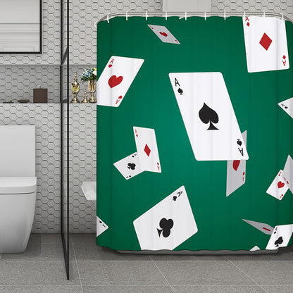 Falling Poker Cards Print Polyester Shower Curtain