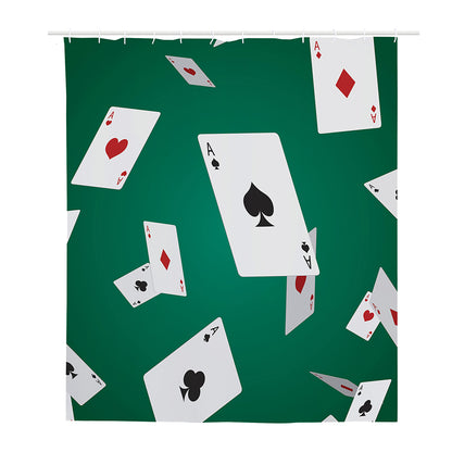 Falling Poker Cards Print Polyester Shower Curtain