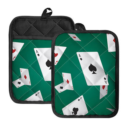 Falling Poker Cards Print Pot Holders With Pocket