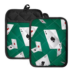 Falling Poker Cards Print Pot Holders With Pocket