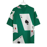 Falling Poker Cards Print Rayon Hawaiian Shirt