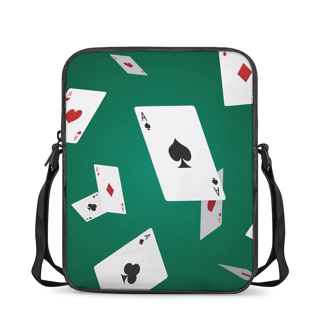 Falling Poker Cards Print Rectangular Crossbody Bag