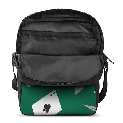 Falling Poker Cards Print Rectangular Crossbody Bag