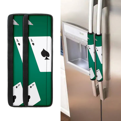 Falling Poker Cards Print Refrigerator Handle Covers