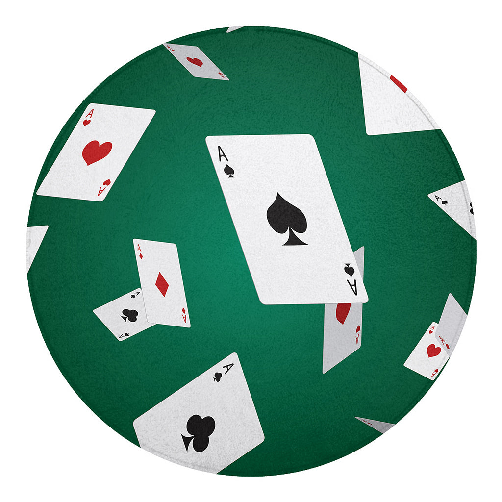 Falling Poker Cards Print Round Blanket