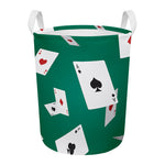 Falling Poker Cards Print Round Laundry Basket