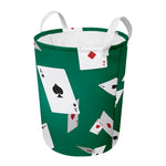 Falling Poker Cards Print Round Laundry Basket