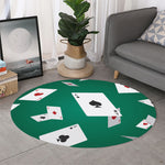 Falling Poker Cards Print Round Rug