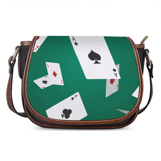 Falling Poker Cards Print Saddle Bag