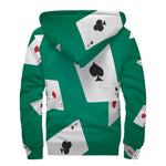 Falling Poker Cards Print Sherpa Lined Zip Up Hoodie